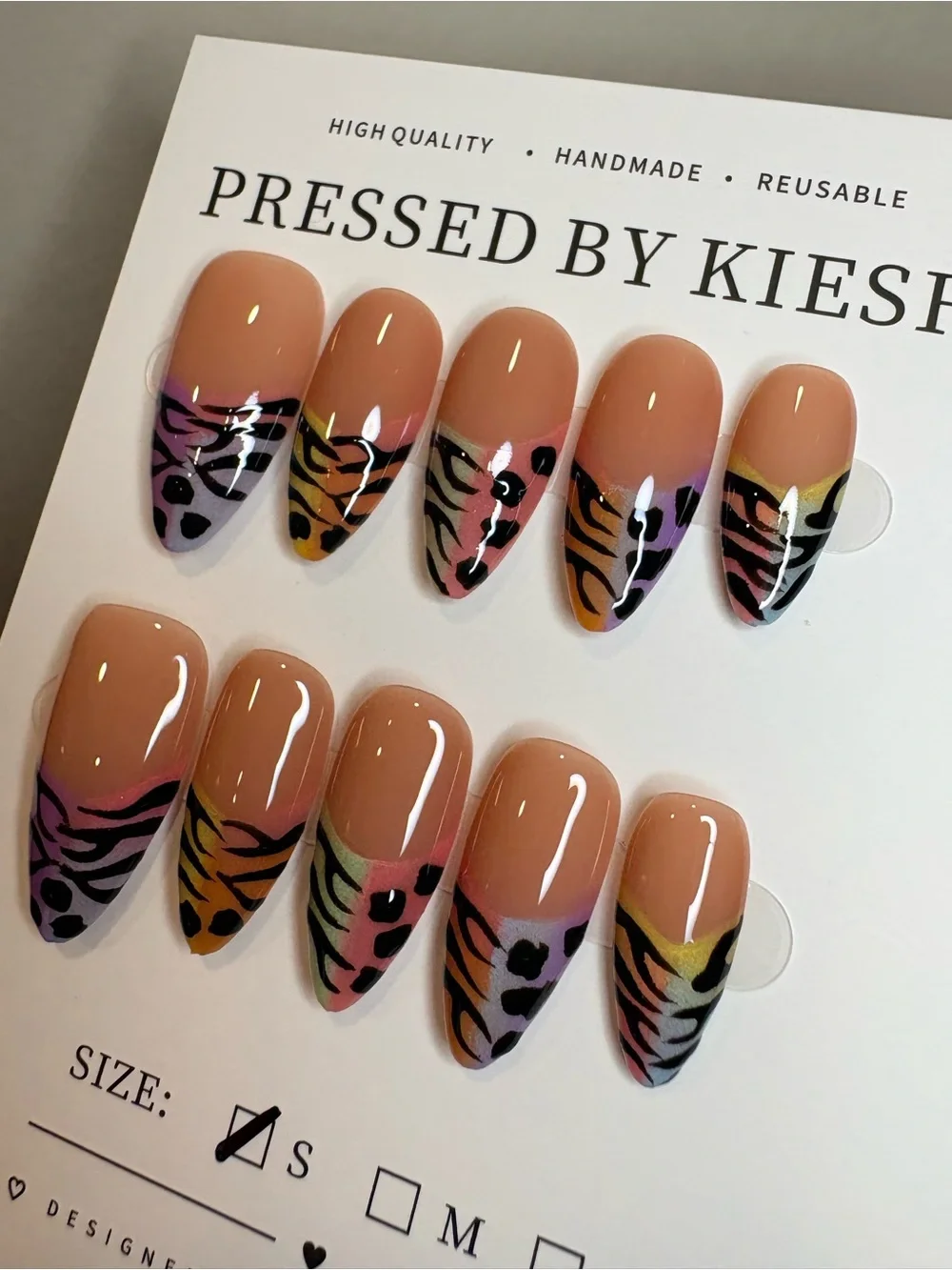 Multicolor Animal Print Pressed Nails